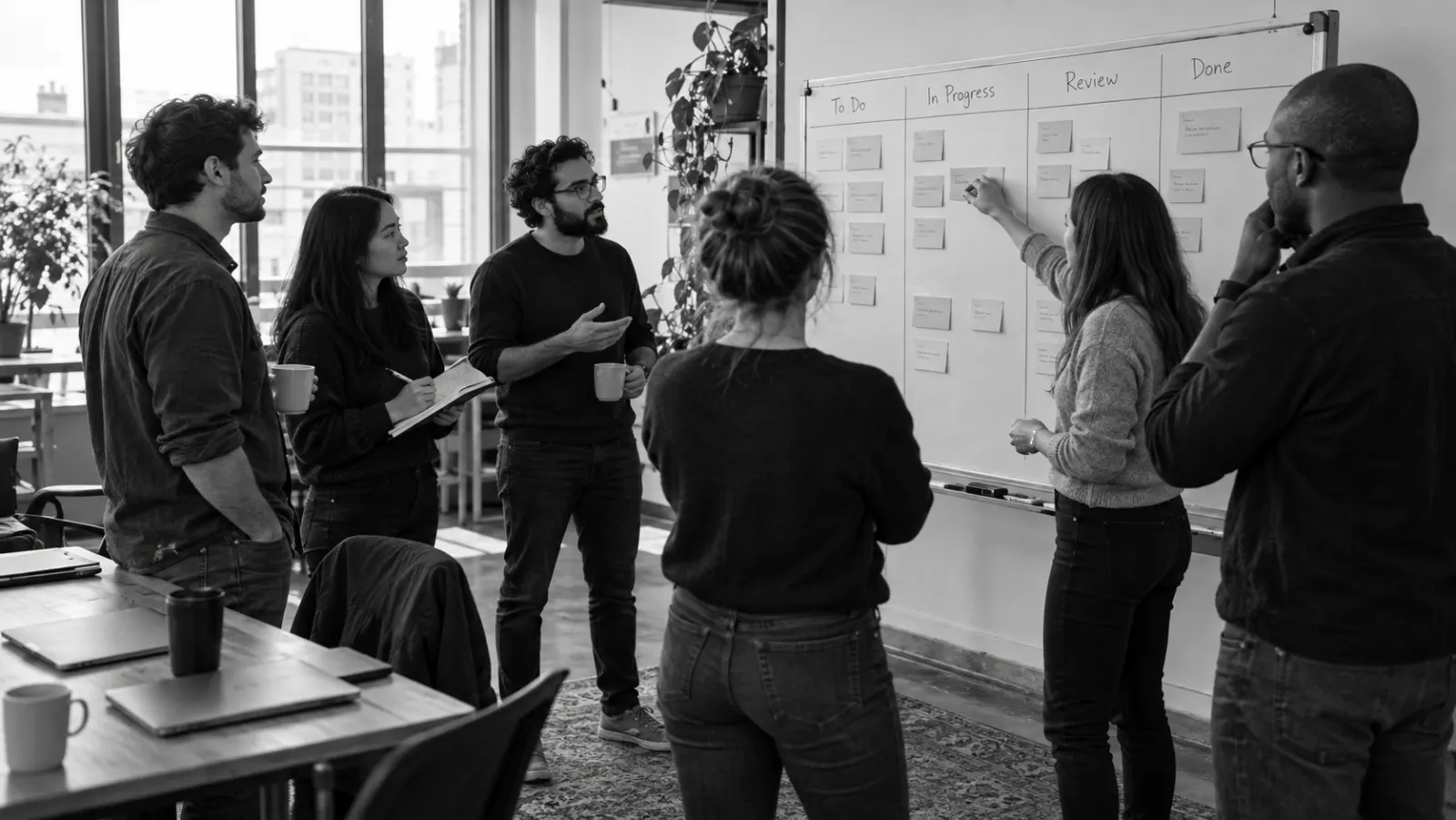 Delivery standup against the integration board