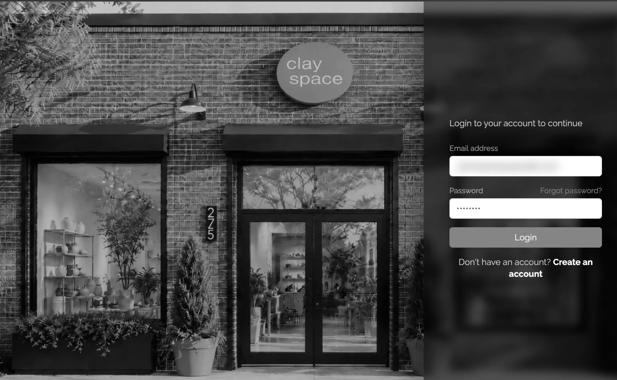 Studio One sign-in screen beside the Clay Space storefront